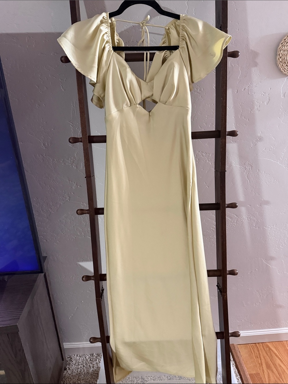 Elegant Pale Yellow Cutout Maxi Dress wedding